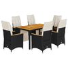 vidaXL 7-delige Bistroset met kussens poly rattan zwart