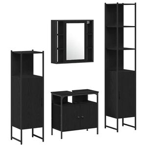 vidaXL Badkamermeubelset 4 st Zwart Eiken 33 x 33 x 185,5 cm