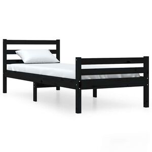 vidaXL Bedframe massief hout zwart 100x200 cm