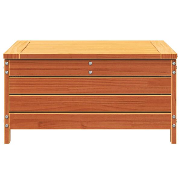 vidaXL Tuinvoetenbank met kussen massief grenenhout wasbruin