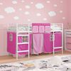 vidaXL Loftbedframe voor Kinderen met Gordijnen Wit en Roze