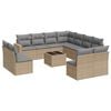 vidaXL 12-delige Loungeset met kussens poly rattan beige