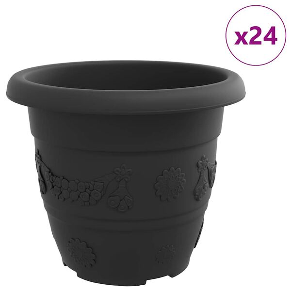 vidaXL Ronde Bloempot 24 pcs Zwart &Oslash; 26 x 21.5 cm Kunststof