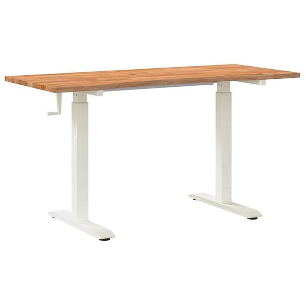 vidaXL Bureau Wit en Lichtbruin 140 x 60 cm Massief Eikenhout