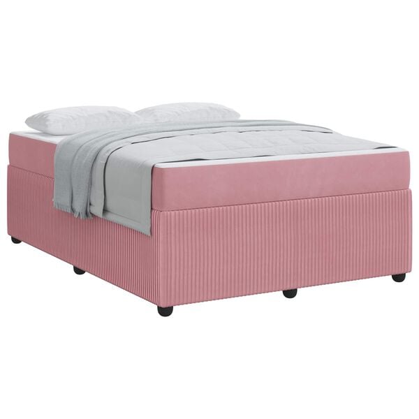 vidaXL Bedframe met matras Roze 160 x 200 cm Stof