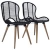 vidaXL Eetkamerstoelen 2 st natuurlijk rattan zwart