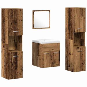 vidaXL Badkamermeubelset met plank 4 pcs Oudhout Bewerkt hout