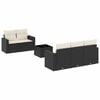 vidaXL 6-delige Loungeset met kussens poly rattan zwart