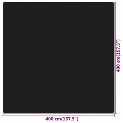 vidaXL Tenttapijt 400x400 cm HDPE zwart