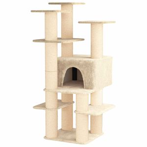 vidaXL Kattenboom met sisal krabpalen Cr&egrave;mekleurig 161 cm