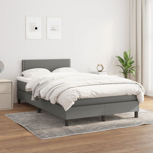 vidaXL Boxspring met matras stof donkergrijs 120x190 cm