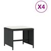 vidaXL Tuinkrukken 4 st met kussens 40x40x35 cm poly rattan zwart