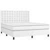 vidaXL Boxspring met matras en LED kunstleer wit 160x200 cm
