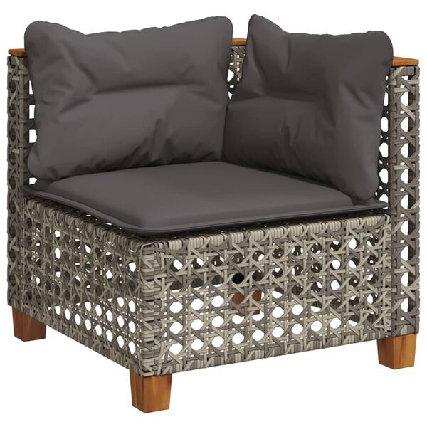 vidaXL 6-delige Loungeset met kussens poly rattan grijs