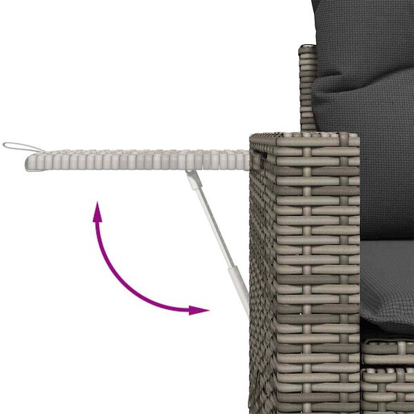 vidaXL 11-delige Loungeset met kussens poly rattan lichtgrijs