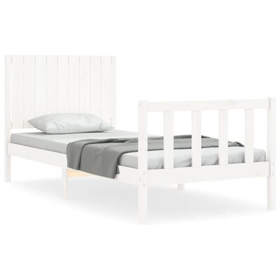 vidaXL Bedframe met hoofdbord massief hout wit