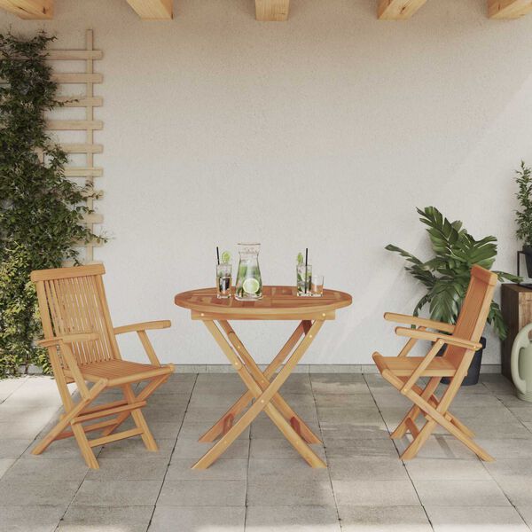 vidaXL Tuin Eetset 3 pcs Bruin Massief teakhout