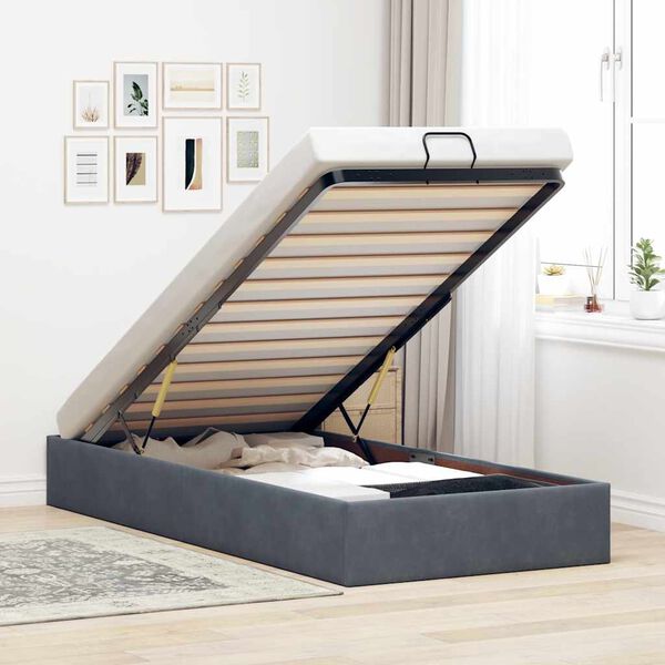 vidaXL Bedframe zonder matras 90x190 cm fluweel donkergrijs