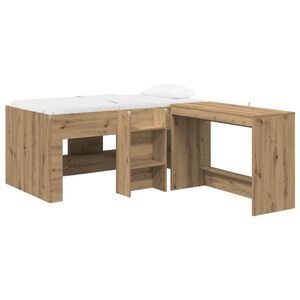 vidaXL Hoge Bed Frame met Bureau voor Kinderen 2 st Artisanaal eiken