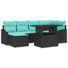 vidaXL Bankstel 7 st Zwart en Blauw Poly riet