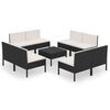 vidaXL 9-delige Loungeset met kussens poly rattan zwart