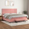 vidaXL Boxspring met matras fluweel roze 200x200 cm