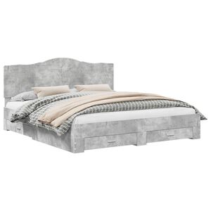 vidaXL Bedframe met lade Beton Grijs 200 x 200 cm Bewerkt hout