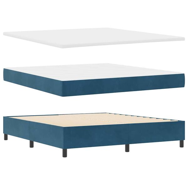 vidaXL Boxspring bed met matras Donkerblauw 180 x 200 cm Fluweel