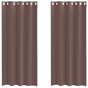 vidaXL Gordijnen Voile met doorvoertules 2 st 140x245 cm bruin
