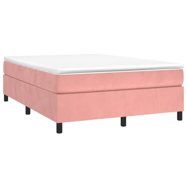 vidaXL Boxspring met matras fluweel roze 140x200 cm