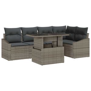 vidaXL Tuin Sofa Set 6 pcs Grijs poly rattan & Gepoedercoat staal