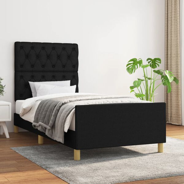 vidaXL Bedframe zonder matras 80x200 cm stof zwart