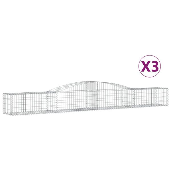 vidaXL Schanskorven 3 st gewelfd 400x50x40/60 cm ijzer
