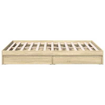 vidaXL Bedframe met lades bewerkt hout sonoma eikenkleurig 150x200 cm