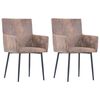 vidaXL Eetkamerstoelen met armleuningen 2 st kunstsu&egrave;de bruin