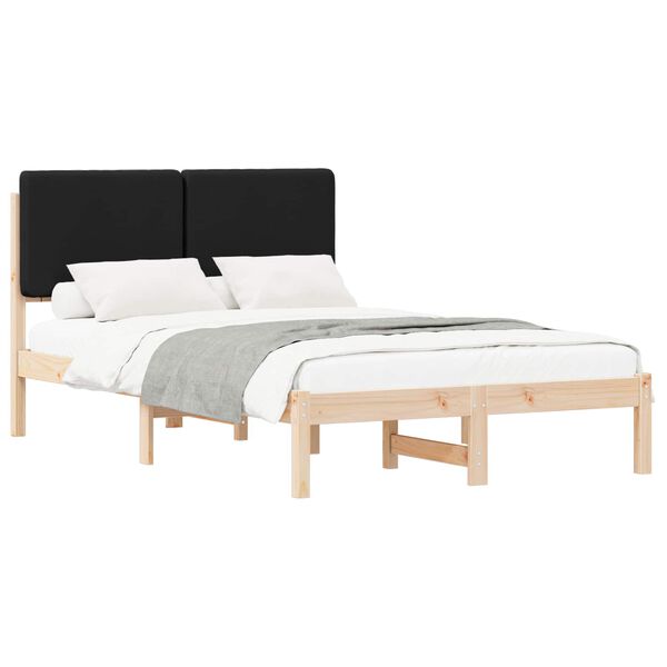 vidaXL Bedframe met Gevoerd Hoofdgedeelte Zwart 120 x 200 cm