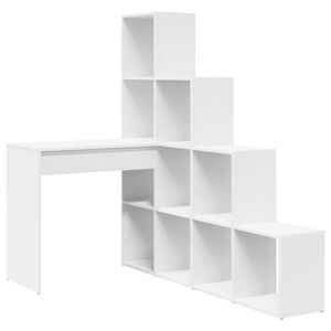vidaXL Hoekbureau met plank Wit 101,5 x 149,5 x 149,5 cm Bewerkt hout