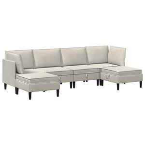vidaXL Woonkamer Meubelset met kussen 6 pcs Cr&egrave;mekleurig Fluweel