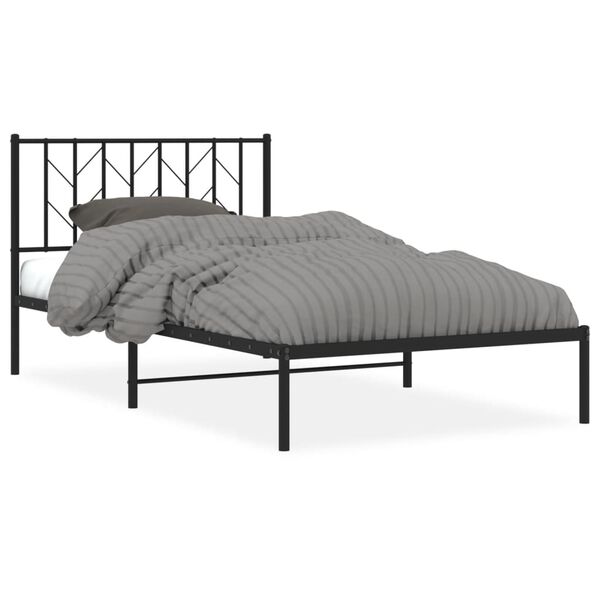 vidaXL Bedframe met hoofdbord metaal zwart 107x203 cm