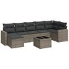 vidaXL 8-delige Loungeset met kussens poly rattan grijs