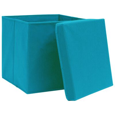 vidaXL Opbergboxen met deksel 4 st 32x32x32 cm stof babyblauw