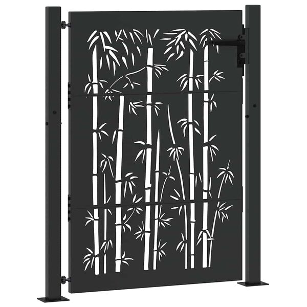 vidaXL Tuinpoort met slot Zwart 85 x 130 cm Gepoedercoat staal