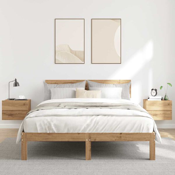 vidaXL Nachtkastjes 2 st wandgemonteerd 40x32x30 cm artisanaal eiken