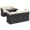 vidaXL 6-delige Loungeset met kussens poly rattan zwart