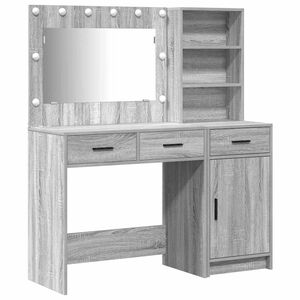 vidaXL Plafondtafel met spiegellichten 2 pcs Grijs Bewerkt hout