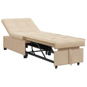 vidaXL Uittrekbare Slaapbank Cr&egrave;me 194 x 67 x 82 cm Microvezel