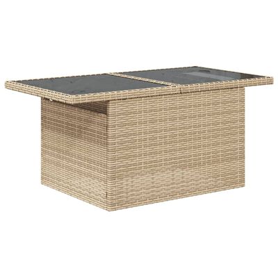 vidaXL 10-delige Loungeset met kussens poly rattan beige