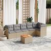 vidaXL 7-delige Loungeset met kussens poly rattan gemengd beige