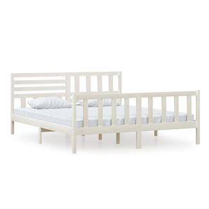 vidaXL Bedframe massief hout wit 180x200 cm