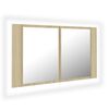 vidaXL Badkamerkast met spiegel LED 80x12x45 acryl sonoma eikenkleurig